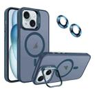 For iPhone 15 Invisible Lens Holder MagSafe Phone Case(Navy Blue) - 1