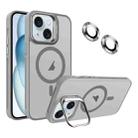 For iPhone 15 Invisible Lens Holder MagSafe Phone Case(Grey) - 1