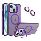For iPhone 15 Plus Invisible Lens Holder MagSafe Phone Case(Dark Purple) - 1