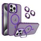 For iPhone 15 Pro Invisible Lens Holder MagSafe Phone Case(Dark Purple) - 1