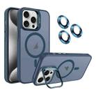 For iPhone 15 Pro Invisible Lens Holder MagSafe Phone Case(Navy Blue) - 1