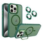 For iPhone 15 Pro Invisible Lens Holder MagSafe Phone Case(Army Green) - 1