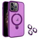 For iPhone 11 Pro Max MagSafe Magnetic Holder Phone Case(Dark Purple) - 1