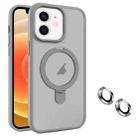 For iPhone 12 MagSafe Magnetic Holder Phone Case(Grey) - 1