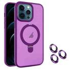 For iPhone 12 Pro Max MagSafe Magnetic Holder Phone Case(Dark Purple) - 1