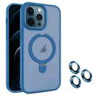 For iPhone 12 Pro Max MagSafe Magnetic Holder Phone Case(Blue) - 1