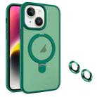 For iPhone 14 MagSafe Magnetic Holder Phone Case(Dark Green) - 1