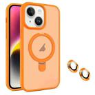 For iPhone 14 Plus MagSafe Magnetic Holder Phone Case(Orange) - 1