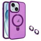 For iPhone 15 Plus MagSafe Magnetic Holder Phone Case(Dark Purple) - 1