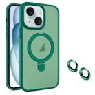 For iPhone 15 Plus MagSafe Magnetic Holder Phone Case(Dark Green) - 1