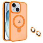 For iPhone 15 Plus MagSafe Magnetic Holder Phone Case(Orange) - 1