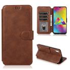 For Samsung Galaxy M10 Calf Texture Magnetic Buckle Horizontal Flip Leather Case with Holder & Card Slots & Wallet & Photo Frame(Coffee) - 1