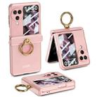 For OPPO Find N3 Flip GKK Integrated Magnetic Hinged Flip Case with Ring Holder(Pink) - 1