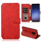 For Samsung Galaxy S9 Calf Texture Magnetic Buckle Horizontal Flip Leather Case with Holder & Card Slots & Wallet & Photo Frame(Red) - 1