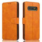 For Samsung Galaxy S10 Calf Texture Magnetic Buckle Horizontal Flip Leather Case with Holder & Card Slots & Wallet & Photo Frame(Khaki) - 1