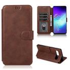 For Samsung Galaxy S10 5G Calf Texture Magnetic Buckle Horizontal Flip Leather Case with Holder & Card Slots & Wallet & Photo Frame(Coffee) - 1