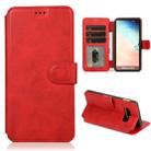For Samsung Galaxy S10e Calf Texture Magnetic Buckle Horizontal Flip Leather Case with Holder & Card Slots & Wallet & Photo Frame(Red) - 1
