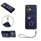 For OnePlus Nord CE 3 Lite Organ Card Bag Ring Holder PU Phone Case with Lanyard(Blue) - 1