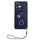 For OnePlus Nord CE 3 Lite Organ Card Bag Ring Holder PU Phone Case with Lanyard(Blue) - 2