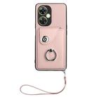 For OnePlus Nord CE 3 Lite Organ Card Bag Ring Holder PU Phone Case with Lanyard(Pink) - 2
