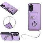 For OPPO A58/A58x/A78 5G/A1x/A2x Organ Card Bag Ring Holder PU Phone Case with Lanyard(Purple) - 1