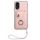 For OPPO A58/A58x/A78 5G/A1x/A2x Organ Card Bag Ring Holder PU Phone Case with Lanyard(Pink) - 2