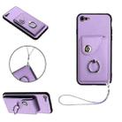 For iPhone SE 2022/SE 2020/6/7/8 Organ Card Bag Ring Holder PU Phone Case with Lanyard(Purple) - 1