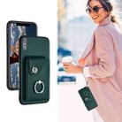 For iPhone XS / X Organ Card Bag Ring Holder PU Phone Case with Lanyard(Green) - 5
