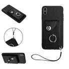 For iPhone XS Max Organ Card Bag Ring Holder PU Phone Case with Lanyard(Black) - 1