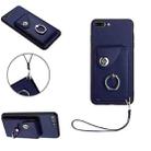 For iPhone 8 Plus / 7 Plus Organ Card Bag Ring Holder PU Phone Case with Lanyard(Blue) - 1