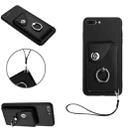 For iPhone 8 Plus / 7 Plus Organ Card Bag Ring Holder PU Phone Case with Lanyard(Black) - 1