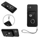 For Samsung Galaxy A04 4G Organ Card Bag Ring Holder PU Phone Case with Lanyard(Black) - 1