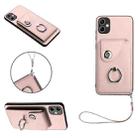 For Samsung Galaxy A04 4G Organ Card Bag Ring Holder PU Phone Case with Lanyard(Pink) - 1