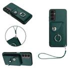 For Samsung Galaxy A24 4G Organ Card Bag Ring Holder PU Phone Case with Lanyard(Green) - 1