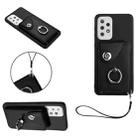 For Samsung Galaxy A33 5G Organ Card Bag Ring Holder PU Phone Case with Lanyard(Black) - 1