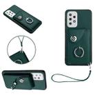 For Samsung Galaxy A33 5G Organ Card Bag Ring Holder PU Phone Case with Lanyard(Green) - 1