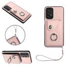 For Samsung Galaxy A52 4G/5G Organ Card Bag Ring Holder PU Phone Case with Lanyard(Pink) - 1