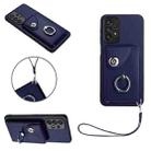 For Samsung Galaxy A53 5G Organ Card Bag Ring Holder PU Phone Case with Lanyard(Blue) - 1