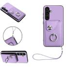 For Samsung Galaxy S24+ 5G Organ Card Bag Ring Holder PU Phone Case with Lanyard(Purple) - 1