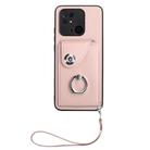 For Xiaomi Redmi 10C Organ Card Bag Ring Holder PU Phone Case with Lanyard(Pink) - 2