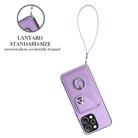 For Xiaomi Redmi 12 4G Global Organ Card Bag Ring Holder PU Phone Case with Lanyard(Purple) - 3