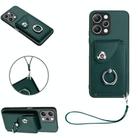 For Xiaomi Redmi 12 4G Global Organ Card Bag Ring Holder PU Phone Case with Lanyard(Green) - 1