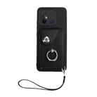 For Xiaomi Redmi 12C/11A Organ Card Bag Ring Holder PU Phone Case with Lanyard(Black) - 2