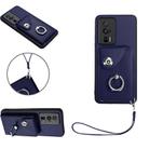 For Xiaomi Poco F5 Pro/Redmi K60/K60 Pro Organ Card Bag Ring Holder PU Phone Case with Lanyard(Blue) - 1