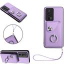 For Xiaomi Poco F5 Pro/Redmi K60/K60 Pro Organ Card Bag Ring Holder PU Phone Case with Lanyard(Purple) - 1