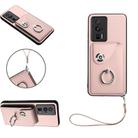 For Xiaomi Poco F5 Pro/Redmi K60/K60 Pro Organ Card Bag Ring Holder PU Phone Case with Lanyard(Pink) - 1