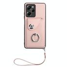 For Xiaomi Poco X5 Pro/Redmi Note 12 Pro Speed Organ Card Bag Ring Holder PU Phone Case with Lanyard(Pink) - 2