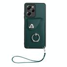 For Xiaomi Poco X5 Pro/Redmi Note 12 Pro Speed Organ Card Bag Ring Holder PU Phone Case with Lanyard(Green) - 2