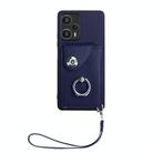 For Xiaomi Poco F5 5G/Redmi Note 12 Turbo Organ Card Bag Ring Holder PU Phone Case with Lanyard(Blue) - 2