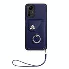 For Xiaomi Redmi Note 12S 4G Global Organ Card Bag Ring Holder PU Phone Case with Lanyard(Blue) - 2